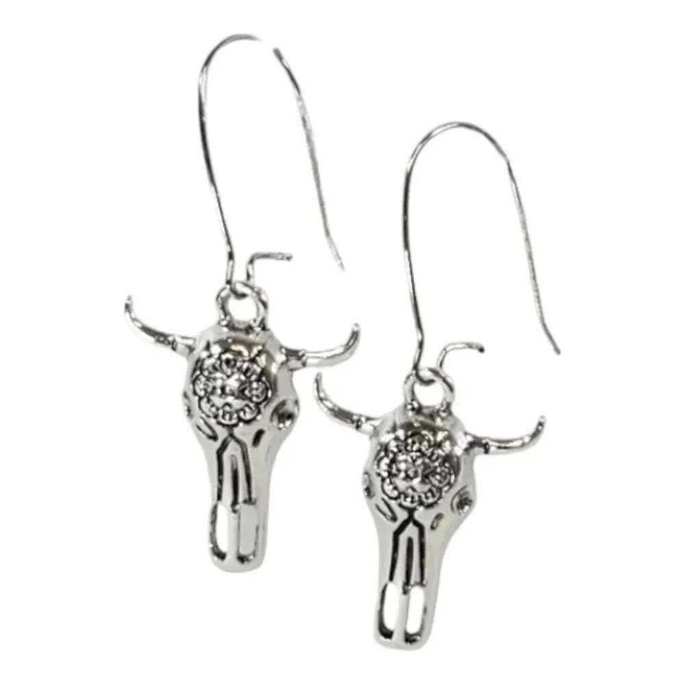 Taurus Bull Skull Western Earrings